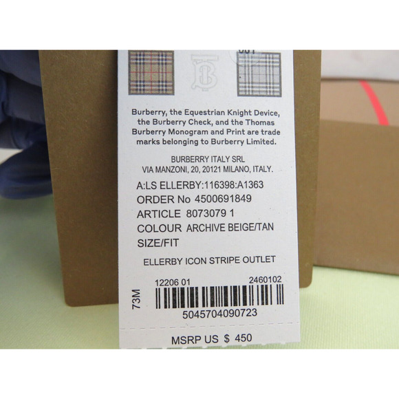 BURBERRY ELLERBY TAN LEATHER ICON STRIPE CANVAS ZIP AROUND CONTINENTAL WALLET - Picture 13 of 13